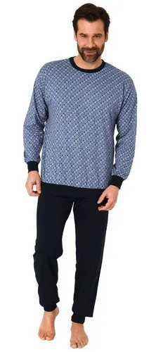 RELAX by Normann Pyjama Herren Schlafanzug langarm mit Bündchen in Minimal-Optik - 112 10 710