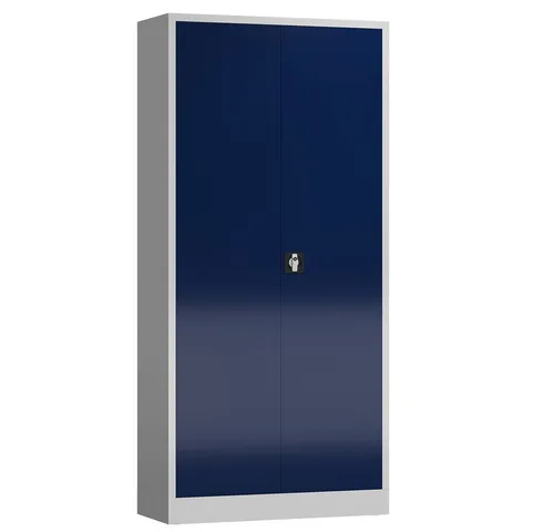 ClassiX Aktenschrank X-530341, abschließbar und höhenverstellbar - Hochschrank aus Metall mit 4 höhenverstellbaren Fachböden, ideal für sichere Aufbewahrung von Dokumenten. Maße: 92 x 195 x 42 cm, in ansprechendem blau/lichtgrau.