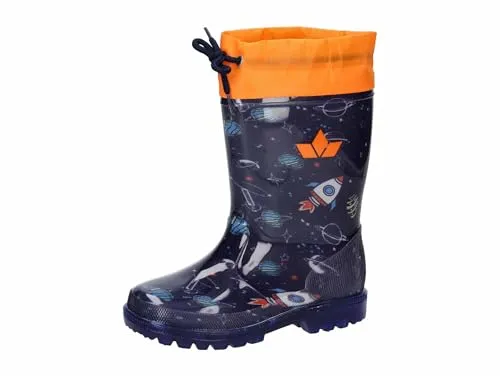Lico Jungen Unisex Kinder Powerlight W Blinky Gummistiefel, Marine/Orange, 30 EU - Gummistiefel mit textileinlegesohle für optimalen Tragekomfort und leuchtenden Blinky-Effekt – perfekt für Abenteuer bei jedem Wetter!