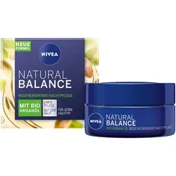 NIVEA Natural Balance regenerierende Nachtpflege 50 ml - Nachtpflege für jeden Hauttyp, mit Bio Arganöl und wertvollen Ölen für erholte und geschmeidige Haut am Morgen.
