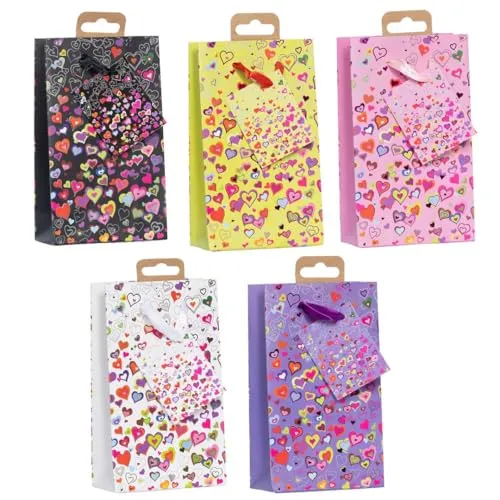 Laro Mini Premium Geschenktüten 10-100 Stk Mini Glitter, Anzahl:10, Muster Tüten:Lovevibes Bunt