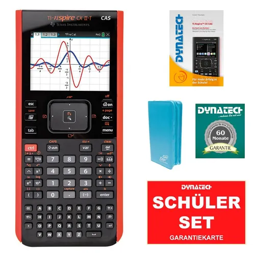 Taschenrechner TI NSP CX II T CAS + Schutztasche + Handbuch + Garantie Set Blau