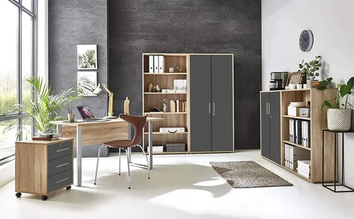 moebel-dich-auf Büromöbel Set TABOR – Komplettlösung mit Schreibtisch, Rollcontainer und Aktenschränken