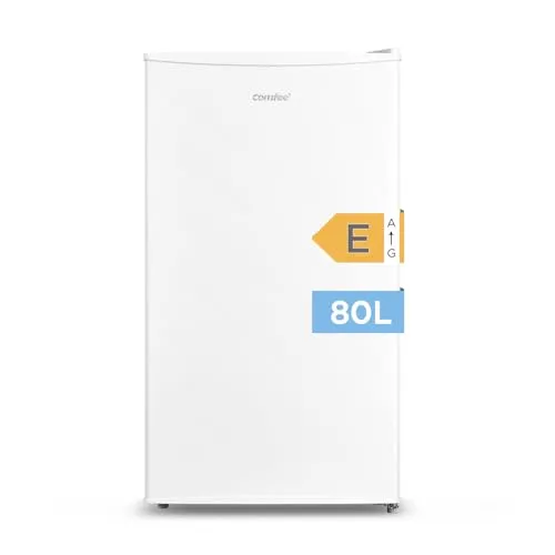 Comfee RCD80WH2(E) Kühlschrank mit Gefrierfach/ 80L Tischkühlschrank/mit 12 L Gefrierfach/ -18 °C bis -8 °C/ 4-Sterne-Gefrierschrank-Bewertung/ 137 kWh/Jahr/Einstellbare Temperaturregelung/Weiß