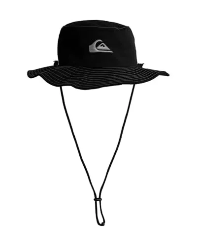 Quiksilver Bushmaster UV-Sonnenhut für Herren - Schwarz - Angel-Kopfbedeckungen mit breitem Schirm und verstellbarem Riemen für optimalen Sonnenschutz und Tragekomfort.