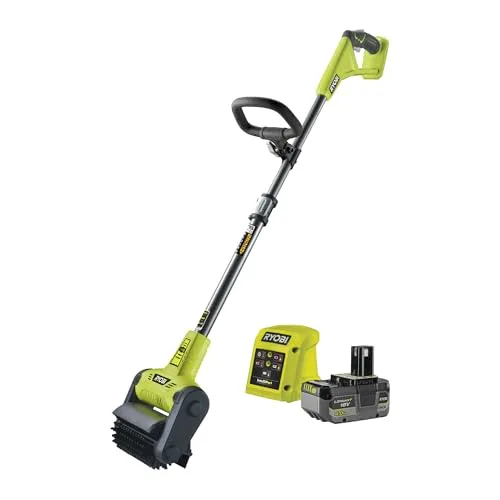 RYOBI 18 V ONE+ Akku-Oberflächenreiniger RY18PCB-140 - Fugenreiniger mit Teleskopstiel und werkzeuglosem Bürstenwechsel, ideal zum Reinigen von Holz- und Kunstrasenoberflächen. Teil des 18 V ONE+ Systems – ein Akku für über 200 Geräte!
