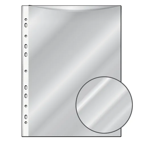 Prospekthüllen DIN A4 glasklar 1000 Stück - 1000 reißfeste Prospekthüllen im DIN A4 Format aus transparenter Polypropylen-Folie, dokumentenecht und mit praktischer Eurolochung für eine einfache Ablage.