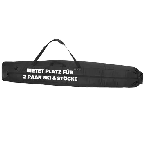 Atomic Double Ski Bag black - Skitasche für 2 Paar Ski, mit flexibler Rolltop-Öffnung bis 205 cm anpassbar, wasser- und schmutzabweisend, optimaler Schutz durch volle Polsterung und abwaschbares Innenmaterial.