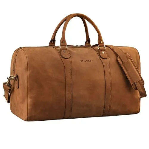 STILORD 'Vivaldo' Vintage Weekender - Elegante Reisetasche aus Echtleder - Stylische Weekender Reisetasche für Herren und Damen aus hochwertigem Rindsleder, ideal für Kurzreisen und Städtetrips mit cleverer Aufteilung für optimalen Stauraum.