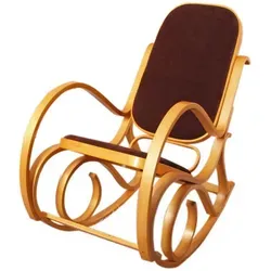 Schaukelstuhl Gallarate, Schwingsessel Fernsehsessel, Massiv-holz Eiche-optik, Stoff/textil Dunkelbraun