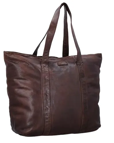 Gusti Leder Shopper Alexis - Handtasche Shopper Reisetasche Strandtasche Schultertasche Ledertasche Damen Herren Braun Leder