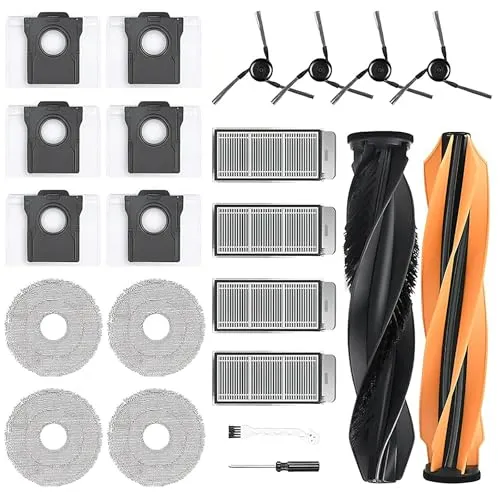 Stück Zubehör Set für Dreame X50 Ultra Complete/L40s Pro Ultra zubehör/L50 Pro Ultra/Mova V50 Ultra/X50 Master/Matrix10 Ultra Saugroboter Zubehör,2Hauptbürste 4Filter 6Beutel 4Seitenbürsten 22