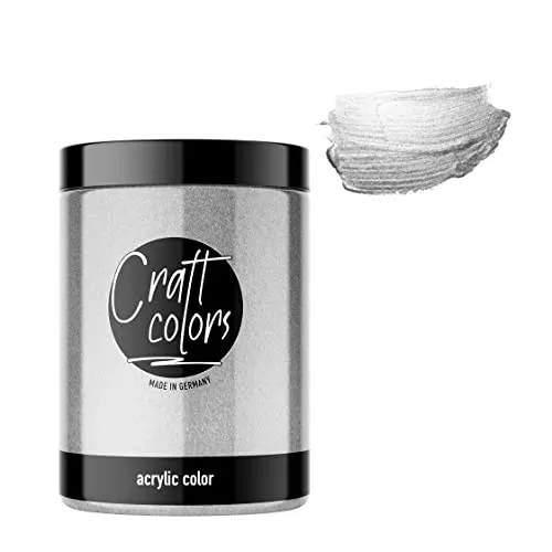 Craft Colors® hochwertige Acrylfarbe edel silber 750ml | Made in Germany l feine premium Pigmente l Kreativfarbe mit hoher Deckkraft | schnell trocknend