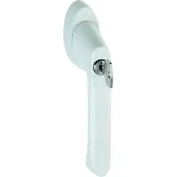 HOPPE Fenstergriff 0739S/US954 100NM - Fenstersicherung mit abschließbarem Dreh-Kipp-Griff, ideal für erhöhte Sicherheit und Komfort in Ihrem Zuhause. Farbton verkehrsweiß, passend für Fenster mit 7 mm / 32-42 mm Vorst.