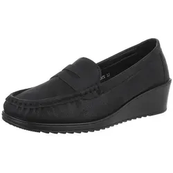Ital-Design Elegante Slipper für Komfort und Stil Slipper (89092005) Keilabsatz/Wedge Mokassins in Schwarz schwarz 38 EU