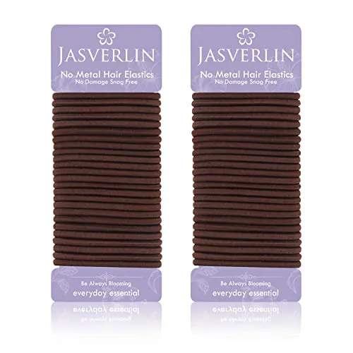 JASVERLIN Elastische Haargummis Pferdeschwanzhalter für dicke Textur Frauen Mädchen Männer Rutschfeste Bruchschäden Verwicklungsfreie Haar Zubehör 4mm 50 Stück (Auburn)