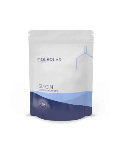 MoleQlar L-Glycin Pulver 300 Gramm - Zertifiziertes und reines Glycin Pulver mit stabilem Stoffgehalt - 5 Gramm pro Portion - mit praktischem Messlöffel