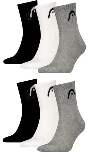 HEAD Herren Short Crew Sportsocken im 6erPack (35-38, Grey/White/Black)