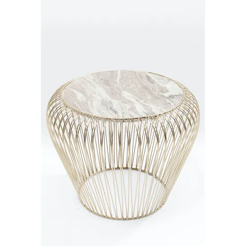 Kare Design Beistelltisch Beam, Grau/Brass - Beistelltisch aus Marmor und Stahlgestell, ideal für Wohnzimmer und als eleganter Akzent im Skandi-Style, 35x43x43 cm.