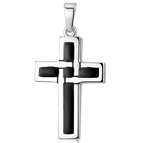 MATERIA Kreuz Herren Anhänger Silber 925 in schwarz von Materia by Matthias Wagner