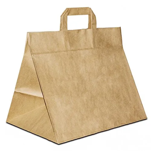 Bäckertüten braun 32+22x27 cm | Papiertüten extra breiter Boden | Konditortaschen Papier | Take Away Tüten | HUTNER 250 x