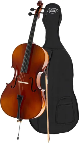 Classic Cantabile Student Cello 3/4 Set - Streichinstrumente: 3/4-Cello mit gesperrter Fichtendecke, ideal für Schüler, inklusive Bogen und Tasche für einfachen Transport.