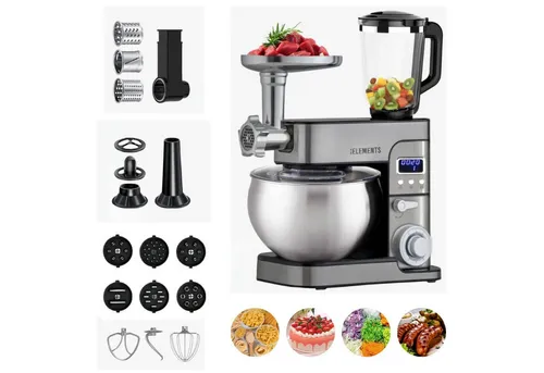KB Elements Küchenmaschine ELK85LM - 2500 W, 7 l Schüssel, Fleischwolf und Stand Mixer, robustes Edelstahl-Design für vielseitige Zubereitung