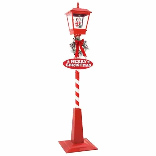 vidaXL Weihnachtsstraßenlampe Rot mit Laterne 180 cm - Moderne Weihnachtsstraßenlampe mit charmanten Details wie einem 'Frohe Weihnachten'-Schild und Santa-Figur. Ideal für festliche Außendekoration und sorgt für eine einladende Atmosphäre im Garten oder auf der Terrasse.