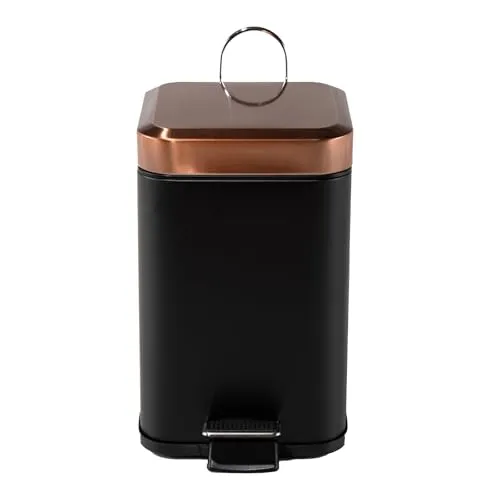 HTI living Treteimer eckig Jannik 3 Liter Schwarz Kupfer Mülleimer Kosmetikeimer mit Soft-Close-Deckel