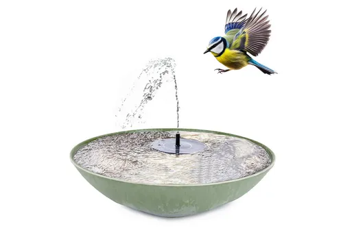 matches21 HOME & HOBBY Wasserspiel Outdoor Solar Brunnen Set 45cm, (2 tlg), Große Schale in grün als Garten-Brunnen