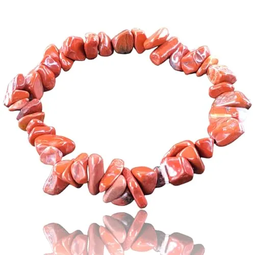 Steinfixx® - Echtes Jaspis rot Splitter-Armband *Blood Stone* - Hochwertiges Edelsteinarmband mit getrommelten Jaspis Splittern