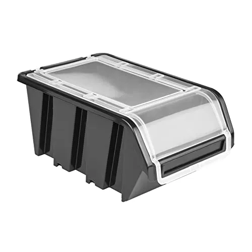 Stapelbox Kunststoff Lagerboxen Stapelbar Stapelkiste Sortierbox Box mit Deckel 120x195x90 schwarz