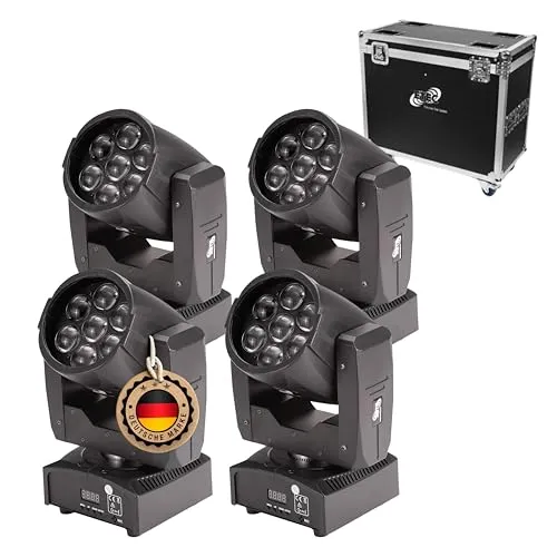 ETEC Professional LED Zoom Moving Head 7Z Set mit Flightcase ZOOMFUNKTION 7x15 Watt RGBW 4in1 - CASE TOURSET für DJ CLUB PARTY BEAM WASH SPOT DMX Veranstaltung Bühnenbeleuchtung Licht SPARANGEBOT
