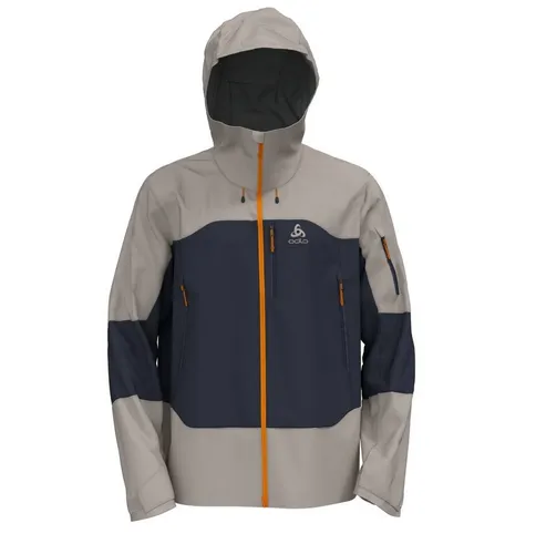 Odlo Wanderjacke X-Alp 3L Hardshell für Herren – Silvergrau, Größe M - Hochentwickelte Hardshelljacke für Outdoor-Aktivitäten. Wasserdicht, atmungsaktiv und mit praktischen Taschen ausgestattet. Ideal für Skibergsteigen und Freizeit.