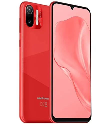 Ulefone 4G Smartphone ohne Vertrag, Note 6(P), 8,5mm Ultra Dünn DUAL-SIM-Handy, 6,1'' HD+ Bildschirm, 3-Karten Slot Design, Android 11 Go, 2GB + 32GB, 8MP+5MP Kamera, Gesichts Entsperrung GPS Rot