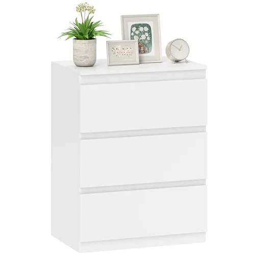 HOMCOM Kommode mit 3 Schubladen – Stilvoller Aufbewahrungsschrank in Weiß