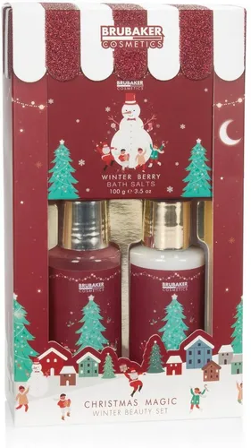 BRUBAKER Pflege-Geschenkset Dusch- und Badeset mit Winter Beeren Duft, Beauty Pflegeset Rot, 3-tlg., Frauen Geschenkset Weihnachten, Wellness Set für Damen