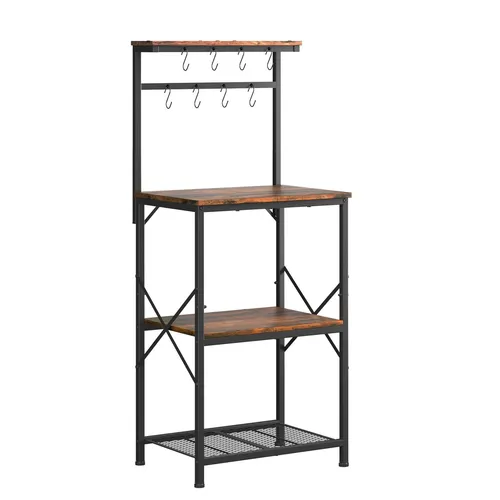 COMHOMA Regal, Küchenregal, Standregal, Mikrowellen Regal für Küche, Gewürzregal, Bücherregal mit Anti-Kipp-Schutz, Shrank mit 4 Ablagen, 8 S-Haken