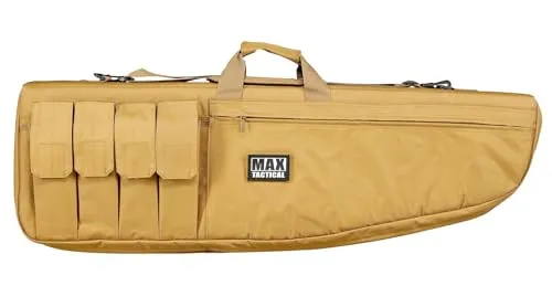 MAX Tactical Gewehrtasche 120 cm – Heavy Duty 600D, extra gepolstert, abschließbar, 4X Magazintaschen, Schultergurt – Waffenfutteral/Airsoft Tasche Langwaffen