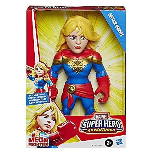 Super Hero Adventures Playskool Heroes Mega Mighties Marvel Captain Marvel Sammelfigur 25cm Actionfigur Spielzeug für Kinder ab 3 Jahren