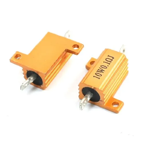 sourcing map 2 Stück 10W 0,1 Ohm Widerstand Gold Ton Alu Drahtwiderstand