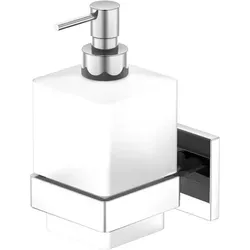 Steinberg Serie 450 Seifenspender 80000 - Eleganter Seifenspender aus chrom mit hochwertigem Messing-Halter und Glasbehälter, ideal für stilvolle Badezimmer.