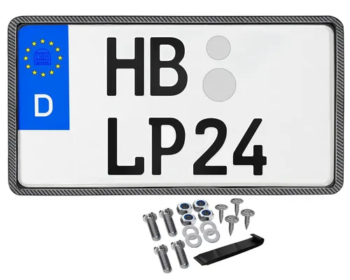 L & P Car Design Kennzeichenhalter für Motorrad 255x130 mm Carbon Optik Kennzeichenhalterung, (1 Stück)