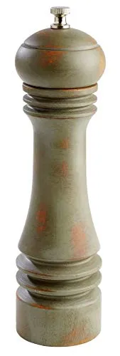 APS 40548 Pfeffermühle „Professional Vintage“, (Ø x H): 6 23 cm, 300 g, große Gewürzmühle aus deutschem Buchenholz im Vintagelook, Mahlwerk Carbonstahl, Mahlgrad stufenlos einstellbar, Lindgrün