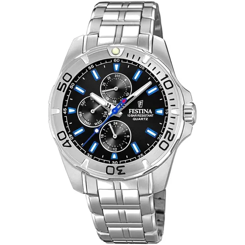 Festina Herren Multi Zifferblatt Quarz Uhr F20445/6 - Armbanduhr für Herren mit stilvollem Design, 43mm Edelstahlgehäuse, wasserdicht bis 10 bar und drei separate Ziffernblätter für optimale Zeitablesung.