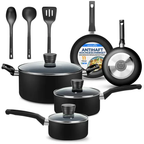SereneLife 11-teiliges Kochgeschirr Set, Antihaftbeschichtet