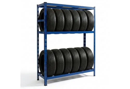 relaxdays Schwerlastregal Reifenregal, blau, für 12 Reifen - Ordnung in Garage oder Werkstatt mit dem stabilen Reifenregal. Ideal für die platzsparende Lagerung von Winter- und Sommerreifen. Individuell anpassbare Ebenen und einfacher Aufbau dank Stecksystem.