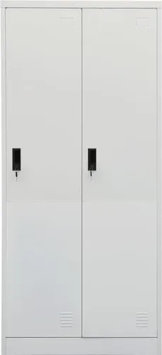 vidaXL Kleiderschrank Hellgrau 80x50x180 cm - Drehtürenschrank aus robustem Stahl mit 2 Fächern und 2 Schlössern für sichere Aufbewahrung. Ideal für Kleider und Accessoires, bietet er viel Stauraum und ist leicht zu reinigen.