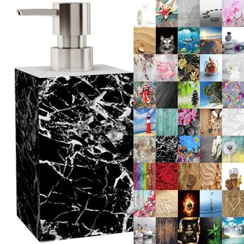 Seifenspender | viele schöne Seifenspender zur Auswahl | modernes, stylisches Design | Blickfang für jedes Badezimmer (Marmor Schwarz)