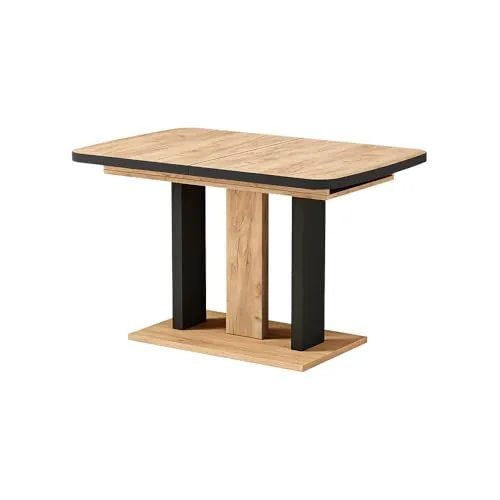 Vicco Esstisch Fenaro, Schwarz/Goldkraft Eiche, 120 x 80 cm - Stilvoller Esstisch für gesellige Runden, ausziehbar und ideal für Wohnzimmer, Küche oder Esszimmer. Hergestellt aus robustem Material mit eleganter Melaminharzbeschichtung.